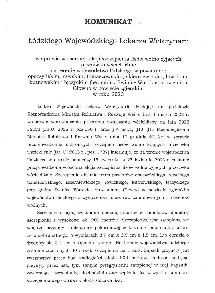 Komunikat Lisy, Starostwo Powiatowe w Skierniewicach